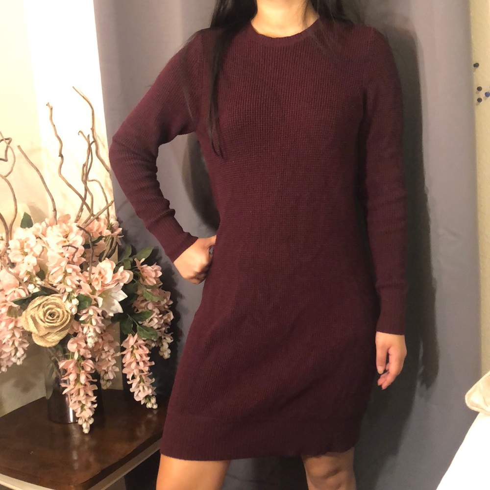 Maroon sweater dress